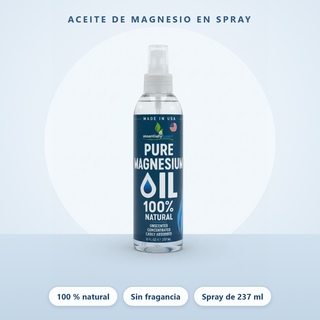 Aceite de magnesio en spray Essentially Based, frasco de 237 ml